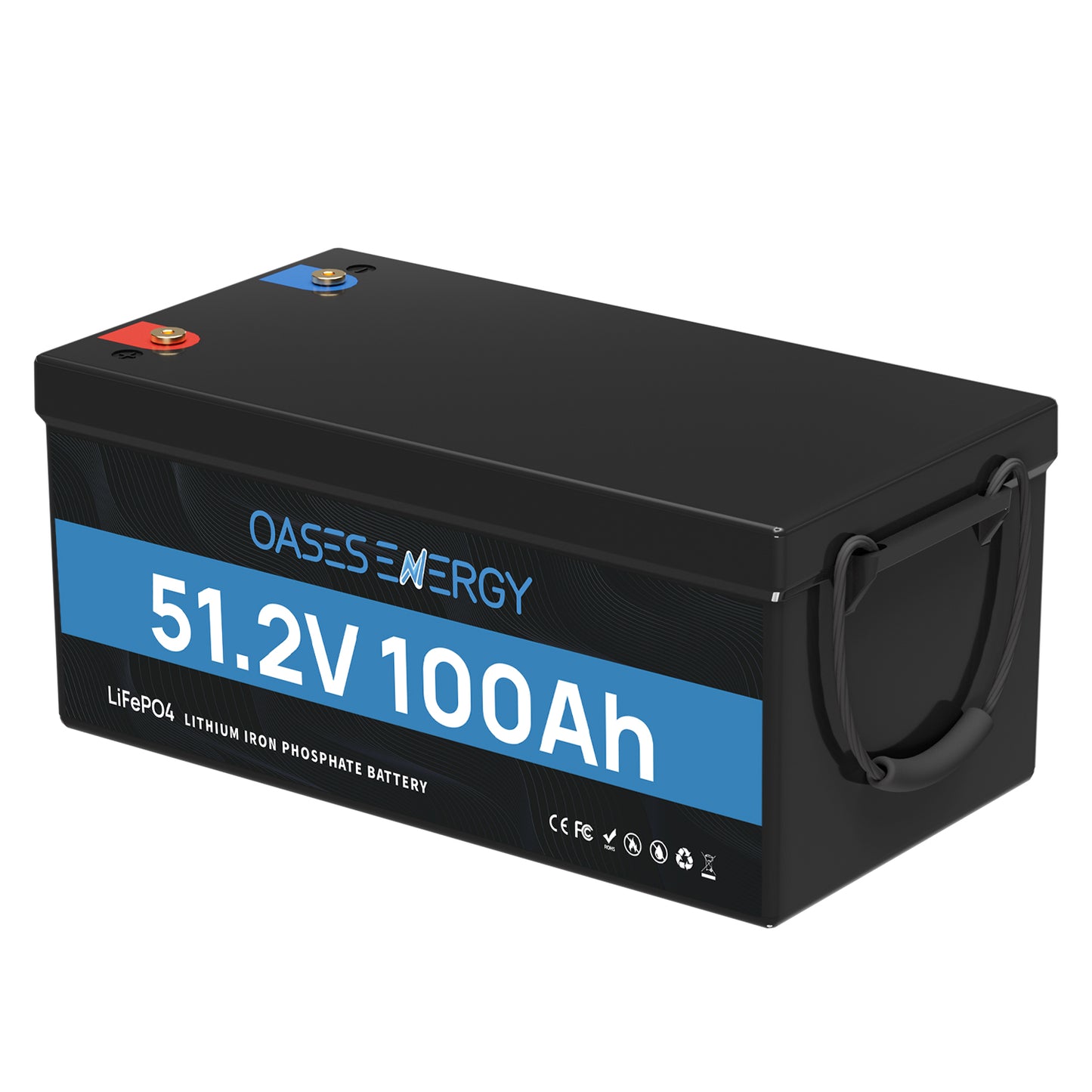 48V 100Ah LiFePO4 Lithium Battery, Build-in 100A BMS for RV, Camper, Solar Energy Storage, Boats, Off Grid