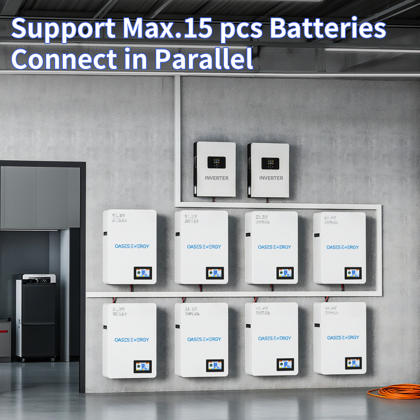 48V 200Ah LiFePO4 Battery (205Ah), 10kWh Deep Cycle Solar Battery, Off-Grid Home System, Lithium, Built-in 200A BMS, Bluetooth App & 5-inch Touchable LCD Screen