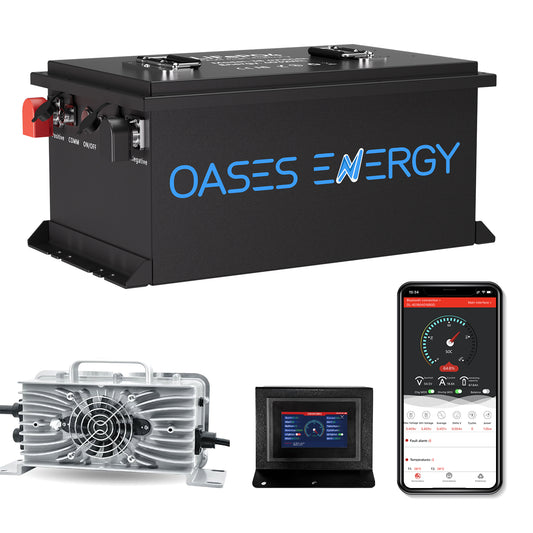 Lithium Golf Cart Battery 36V 105Ah, Built-in Smart 250A BMS, with Touch Monitor & Mobile APP,  LiFePO4 Battery with 20A Charger, Perfect for Golf Carts