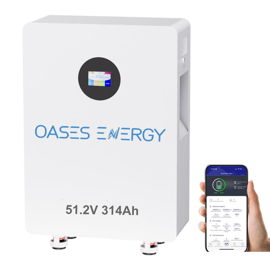 48V 314Ah LiFePO4 Lithium Battery, 16kWh Capacity Built-in 200A BMS & Touchable LCD Screen, for Solar System, Off-Grid Applications, Home Energy Storage,