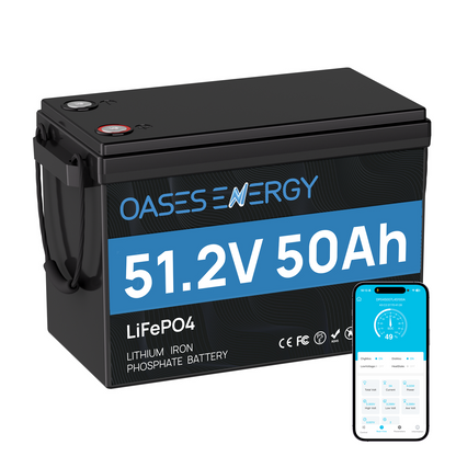 Oasesenergy 48V 50Ah LiFePO4 Battery with Bluetooth, 50A BMS, for Off-Grid, Solar, RV, Camper,Boats