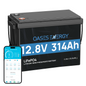 Oasesenergy 12V 314Ah LiFePO4 Lithium Battery with Bluetooth 200A BMS, Low-Temp Protection, Perfect for Solar, RV, Camper, Trolling Motor, Marine