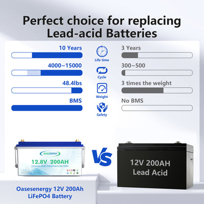 Oasesenergy LiFePO4 12V 200Ah Lithium Iron Phosphate Battery