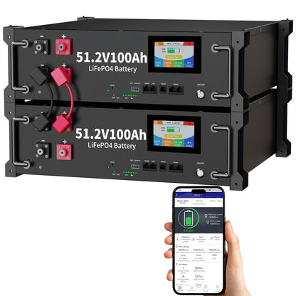 48V 200Ah LiFePO4 Battery , 10kWh 48V Litium Solar Battery, Built-in 100A BMS & Bluetooth App, Touchable LCD Screen, Server Rack Battery for Off-Grid Solar, Home Backup, Energy Storage（副本）