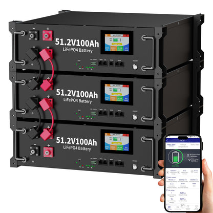 48V 300Ah LiFePO4 Battery , 15kWh 48V Litium Solar Battery, Built-in 100A BMS & Bluetooth App, Touchable LCD Screen, Server Rack Battery for Off-Grid Solar, Home Backup, Energy Storage（副本）（副本）