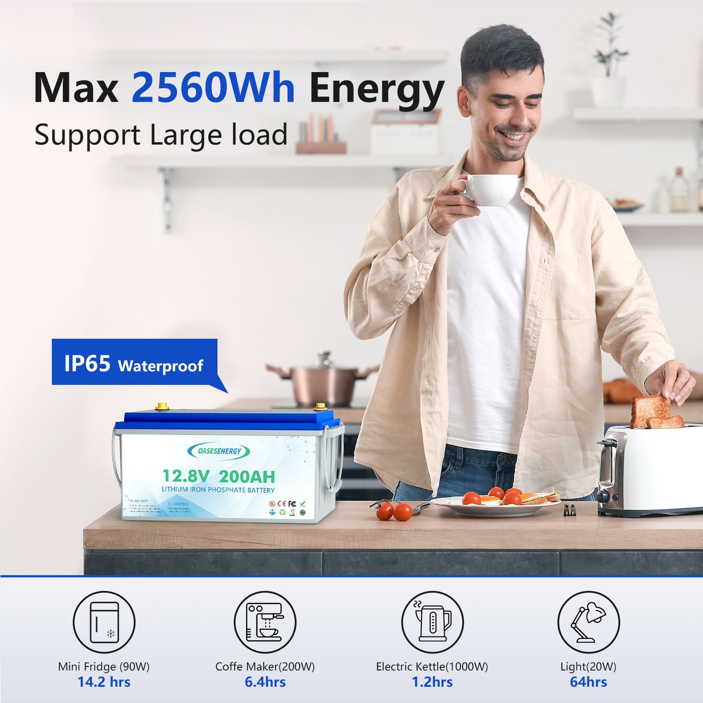 Oasesenergy LiFePO4 12V 200Ah Lithium Iron Phosphate Battery