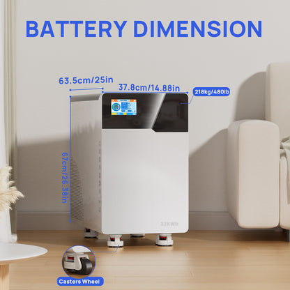 48V 628Ah LiFePO4 Lithium Battery, 32.15kWh Deep Cycle Solar Battery, Built-in 200A BMS & Bluetooth App, Touchable LCD Screen, for Off-Grid Solar, Home Backup, Energy Storage