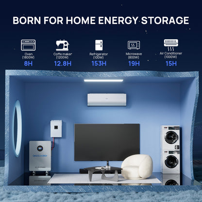 48V 314Ah LiFePO4 Lithium Battery, 16kWh Capacity Built-in 200A BMS & Touchable LCD Screen, for Solar System, Off-Grid Applications, Home Energy Storage,