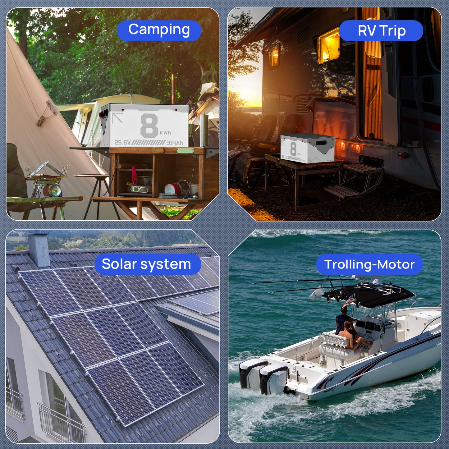 24V 314Ah  LiFePO4 Lithium Battery Metal Case Built-in Bluetooth 200A BMS with Low Temp Cutoff, Perfect for Home Backup Power, OffGrid, RV, Solar, Marine