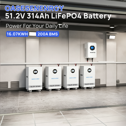 48V 314Ah LiFePO4 Lithium Battery, 16kWh Capacity Built-in 200A BMS & Touchable LCD Screen, for Solar System, Off-Grid Applications, Home Energy Storage,