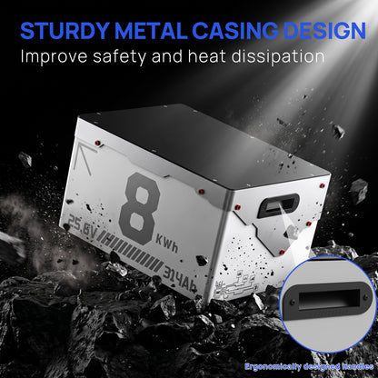 24V 314Ah  LiFePO4 Lithium Battery Metal Case Built-in Bluetooth 200A BMS with Low Temp Cutoff, Perfect for Home Backup Power, OffGrid, RV, Solar, Marine