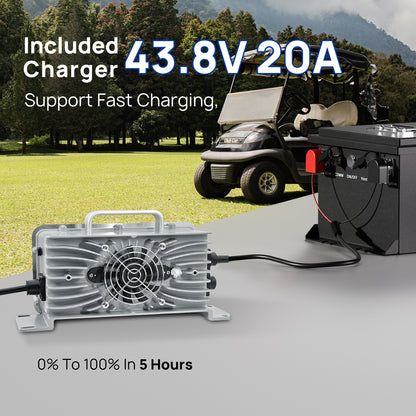 Lithium Golf Cart Battery 36V 105Ah, Built-in Smart 250A BMS, with Touch Monitor & Mobile APP,  LiFePO4 Battery with 20A Charger, Perfect for Golf Carts