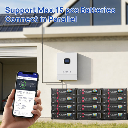 48V 100Ah LiFePO4 Battery , 5.12kWh 48V Litium Solar Battery, Built-in 100A BMS & Bluetooth App, Touchable LCD Screen, Server Rack Battery for Off-Grid Solar, Home Backup, Energy Storage