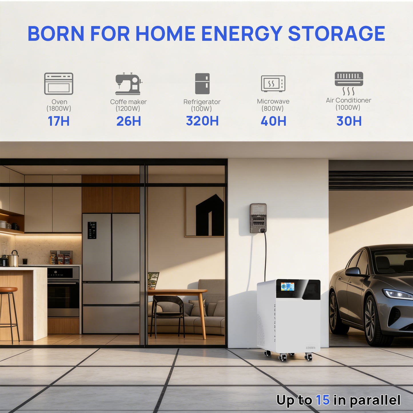48V 628Ah LiFePO4 Lithium Battery, 32.15kWh Deep Cycle Solar Battery, Built-in 200A BMS & Bluetooth App, Touchable LCD Screen, for Off-Grid Solar, Home Backup, Energy Storage