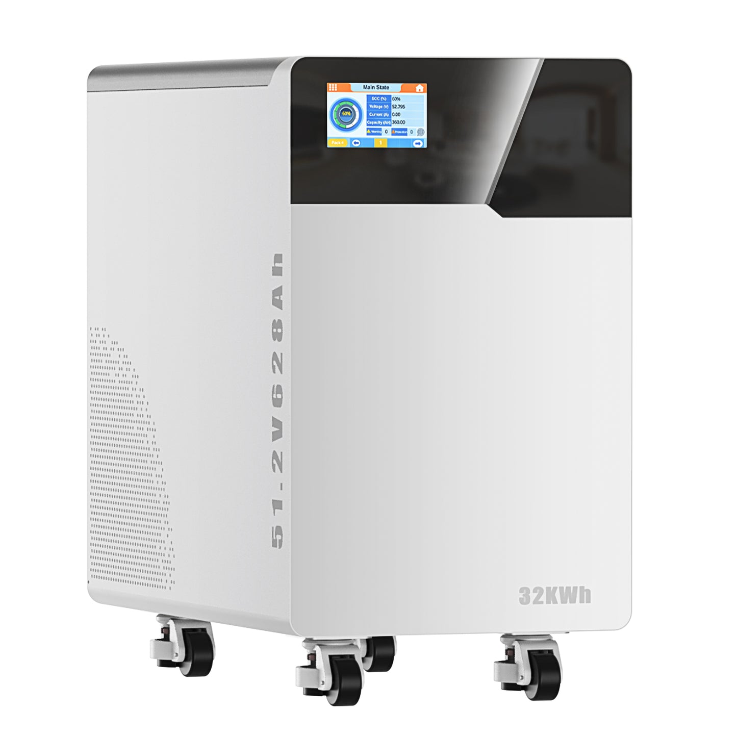 48V 628Ah LiFePO4 Lithium Battery, 32.15kWh Deep Cycle Solar Battery, Built-in 200A BMS & Bluetooth App, Touchable LCD Screen, for Off-Grid Solar, Home Backup, Energy Storage