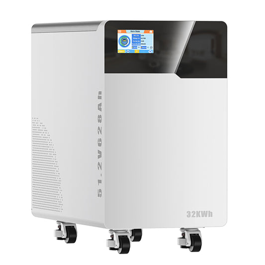 48V 628Ah LiFePO4 Lithium Battery, 32.15kWh Deep Cycle Solar Battery, Built-in 200A BMS & Bluetooth App, Touchable LCD Screen, for Off-Grid Solar, Home Backup, Energy Storage