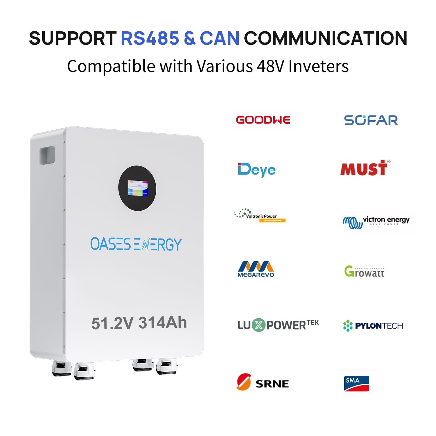 48V 314Ah LiFePO4 Lithium Battery, 16kWh Capacity Built-in 200A BMS & Touchable LCD Screen, for Solar System, Off-Grid Applications, Home Energy Storage,
