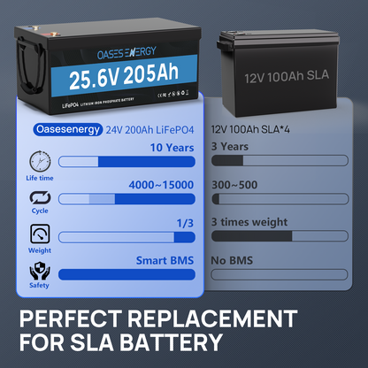 24V 200Ah LiFePO4 Batterie mit 200A BMS für Wohnmobil, Solarpanel Kit, Camping, Boote, Solar Energie-Speicher