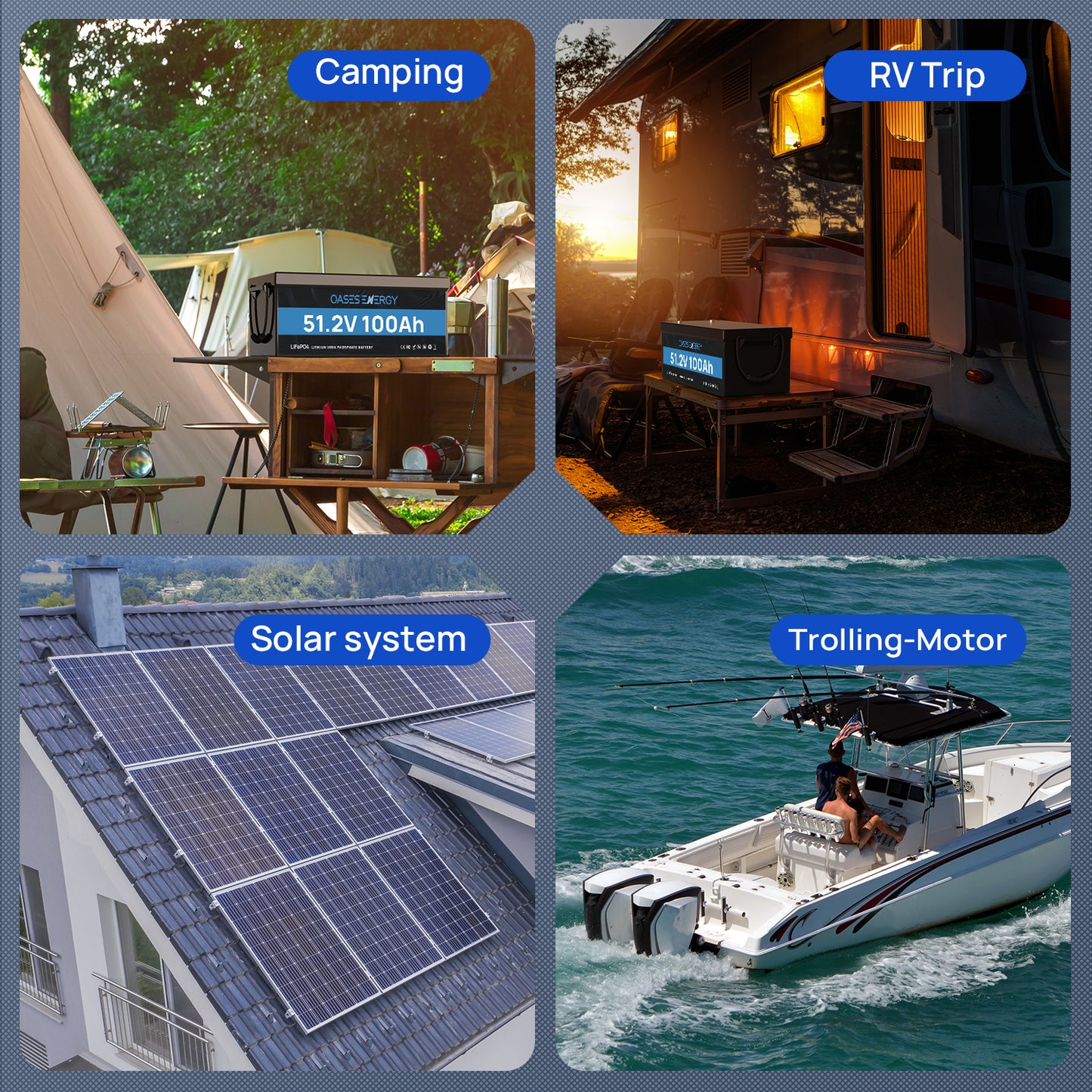 48V 100Ah Lithium LiFePO4 Battery With 20A Charger, Build-in 100A BMS Peak Current 500A, Deep Cycles Battery for RV, Camper, Solar System, Marine, Trolling Motor