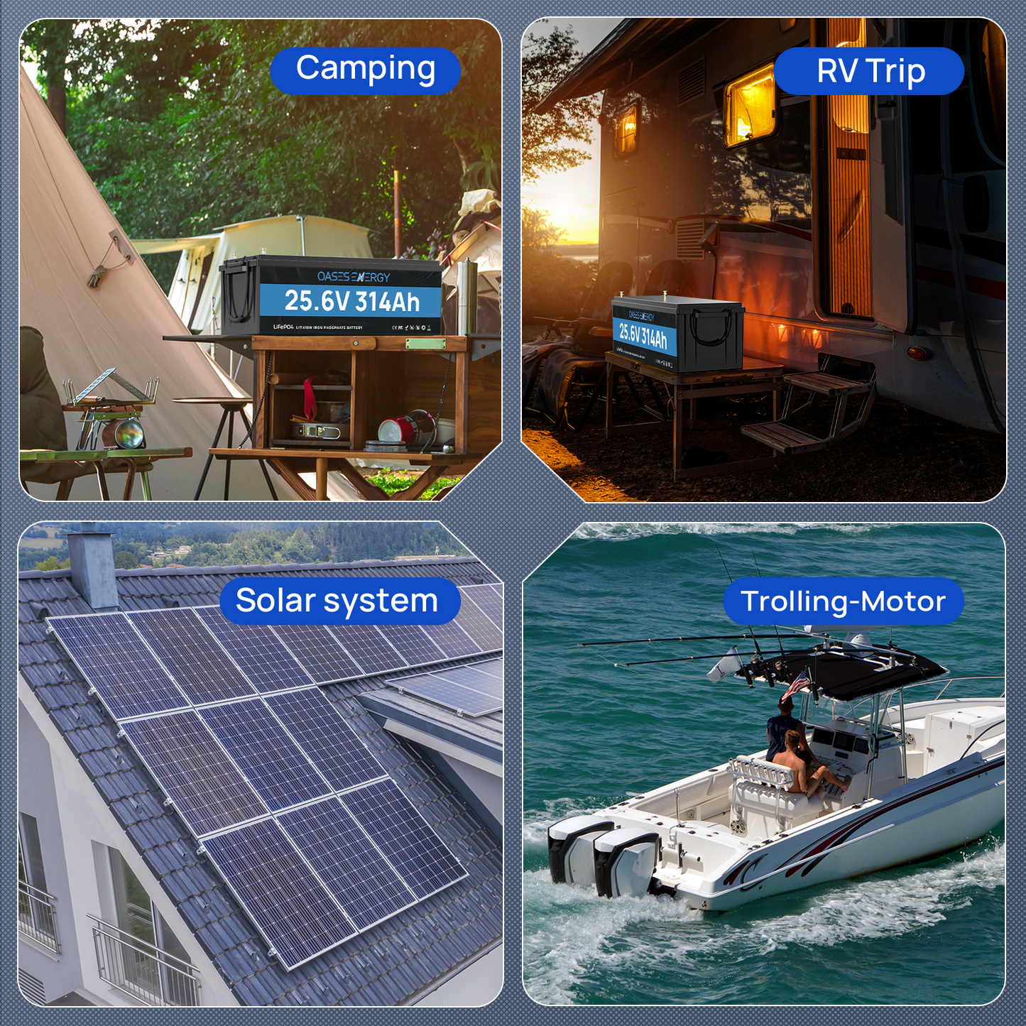 24V 314Ah LiFePO4 Lithium Battery with Bluetooth, 200A BMS, for Off-Grid, Solar, RV, Camper, Trolling Motor, Marine, Boats